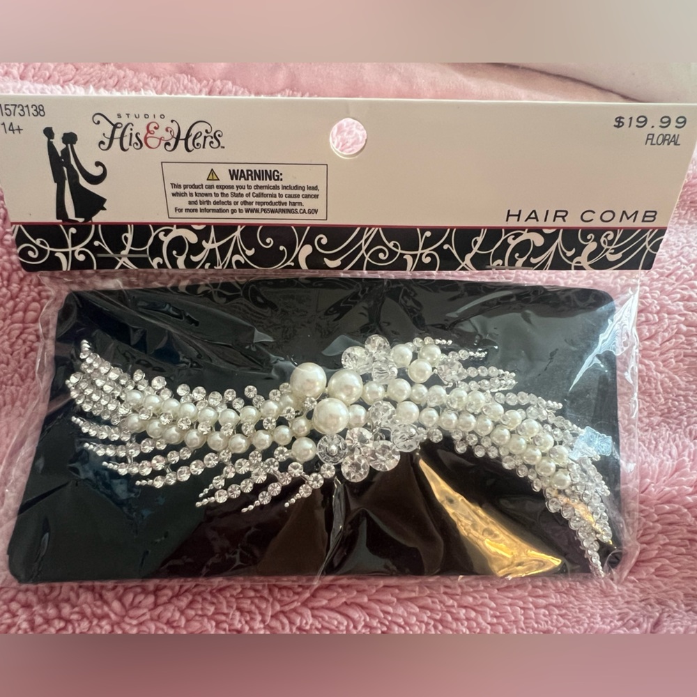 Large pedal and rhinestone hair piece for weddings or prom